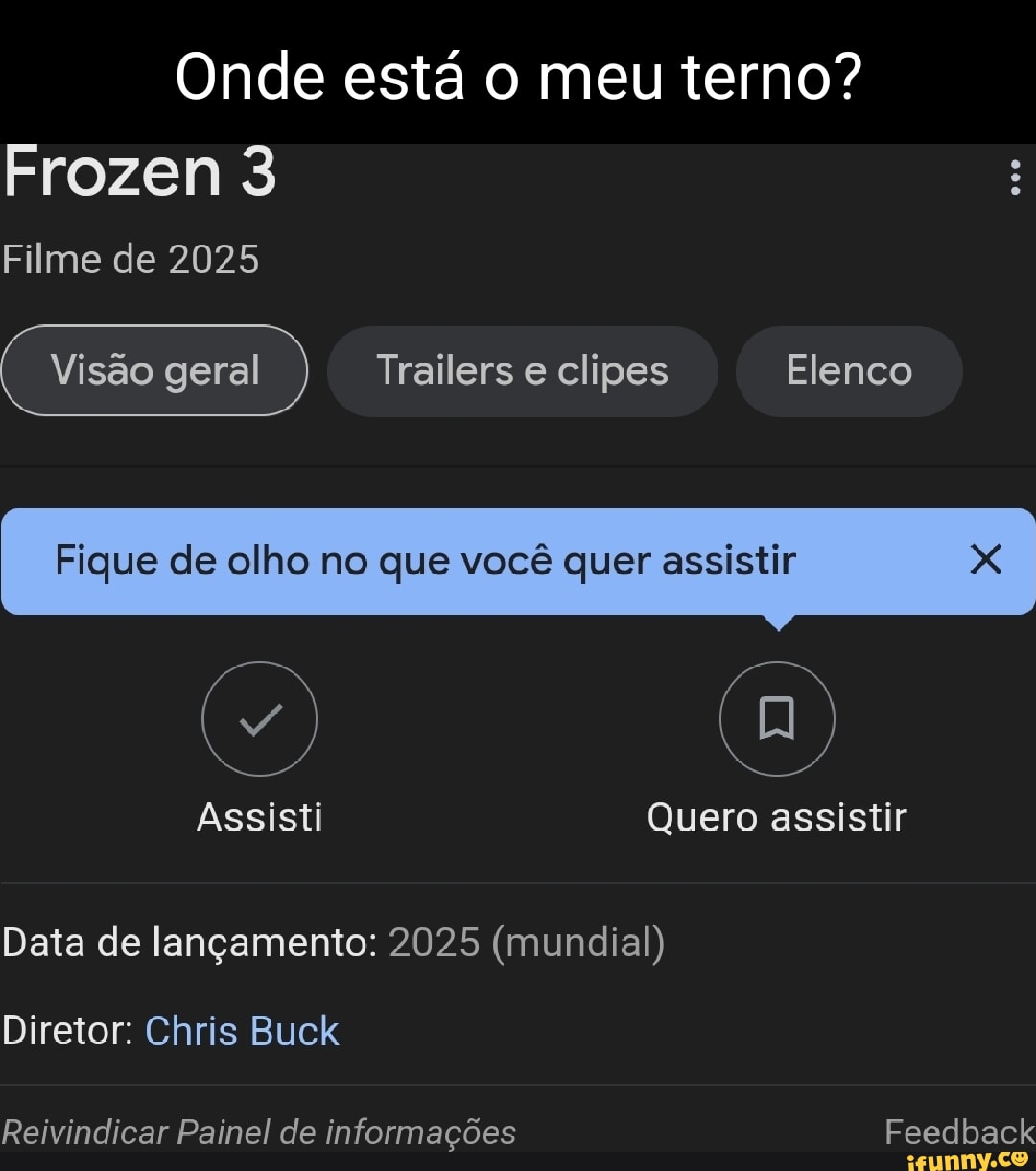 Onde Est O Meu Terno Frozen Filme De I Vis O Geral Trailers E