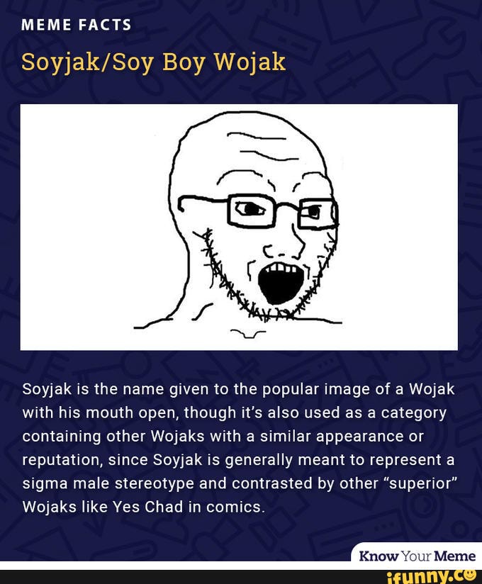 Other Meme Fact Meme Facts Boy Wojak Soyjak Is The Name Given To The