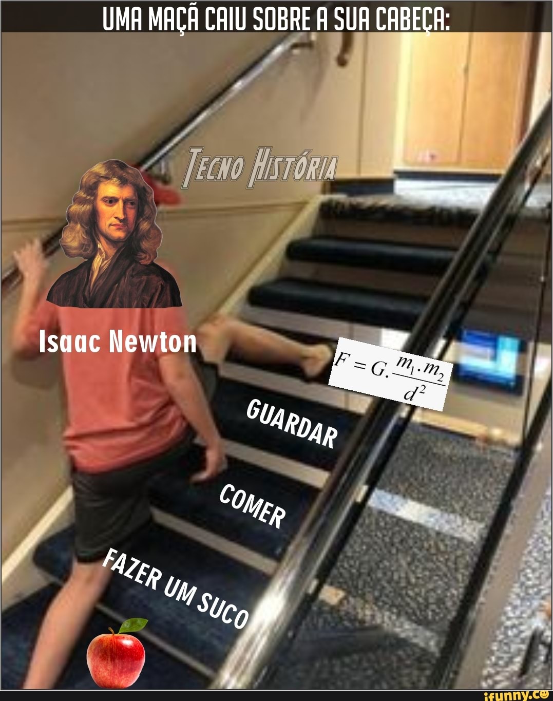 Uma Ma Caiu Sobre A Sua Cabe A Isanc Newton Sug Rda R Ifunny Brazil