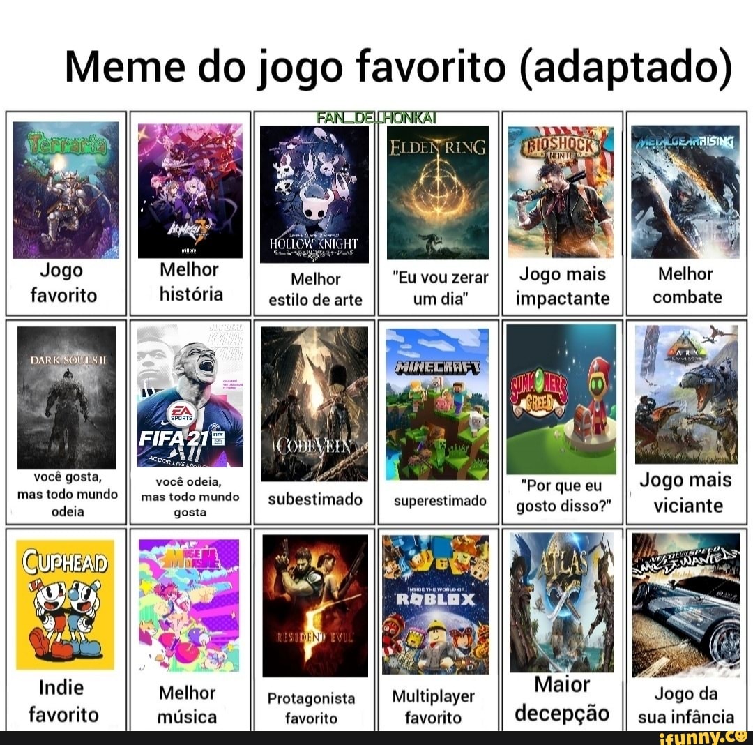 Meme do jogo favorito adaptado ELDENRING Melhor história Melhor