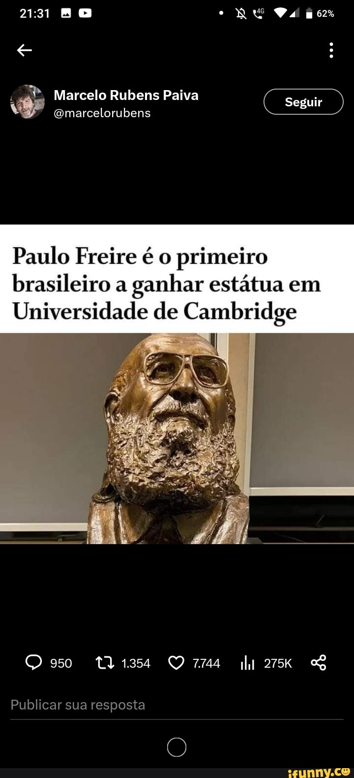 Marcelo Rubens Paiva Qmarcelorubens Seguir Paulo Freire é o primeiro