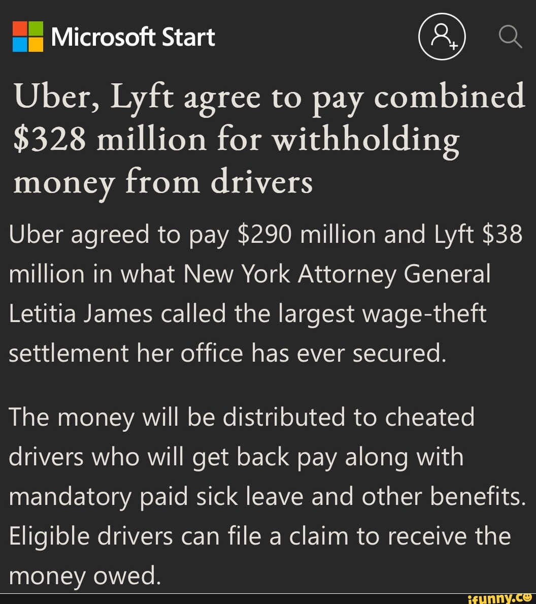 HH Microsoft Start Uber Lyft Agree To Pay Combined 328 Million For