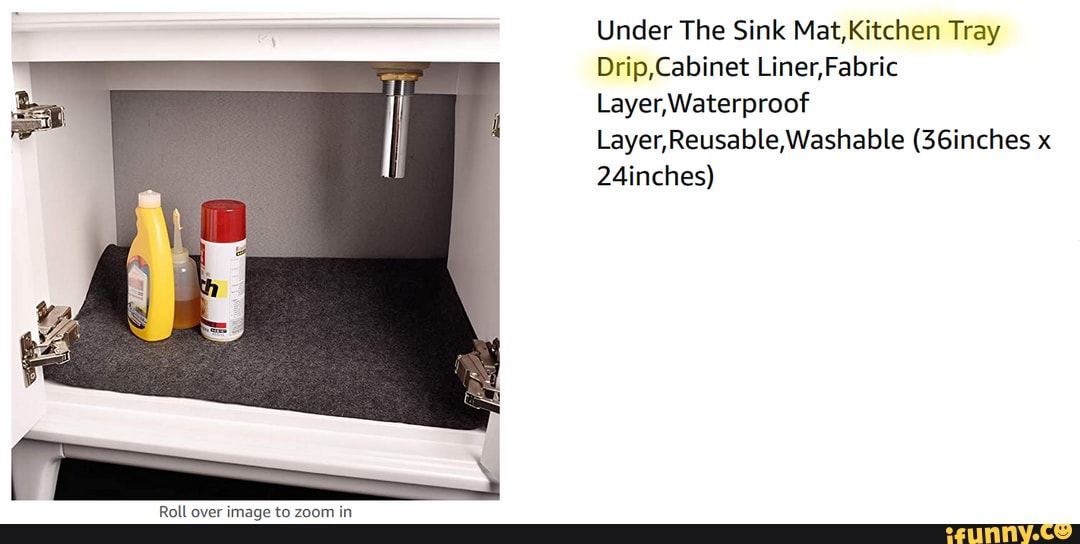 Under The Sink Mat,Kitchen Tray Drip,Cabinet Liner,Fabric Layer,Waterproof  Layer,Reusable,Washable (36inches x 24inches)