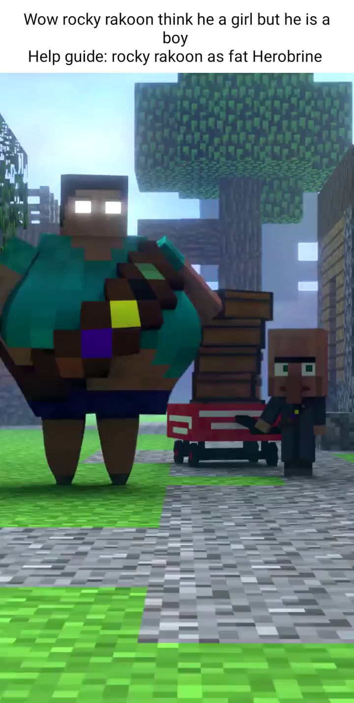 Wow rocky rakoon think he a girl but he is a boy Help guide: rocky rakoon  as fat Herobrine - iFunny Brazil