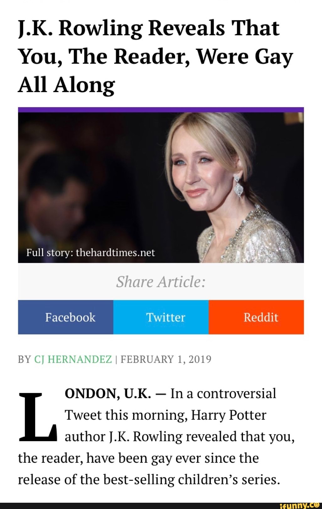 LK. Rowling Reveals That You The Reader Were Gay All Along 0NDON