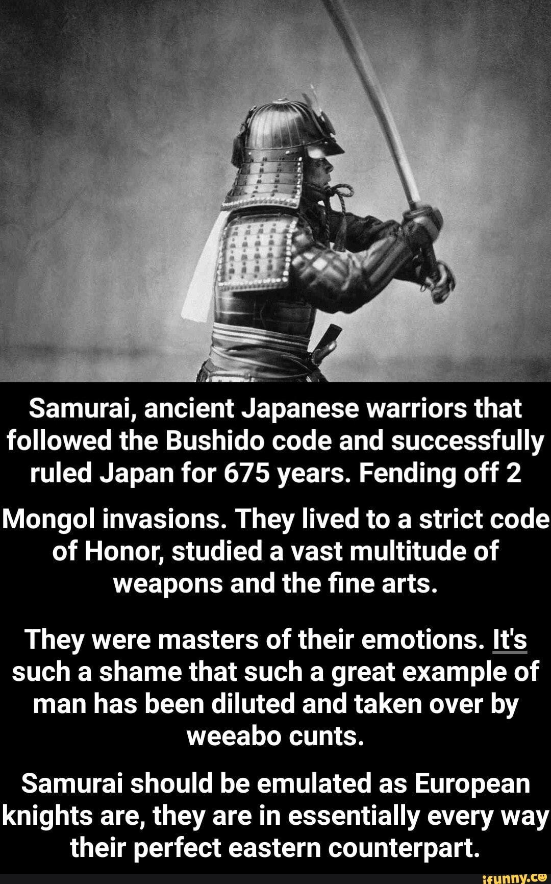 The word Samurai itself is a synonym as they are the great ferocious  aristocratic warriors in the history of the country.⠀ — Sreechinth…
