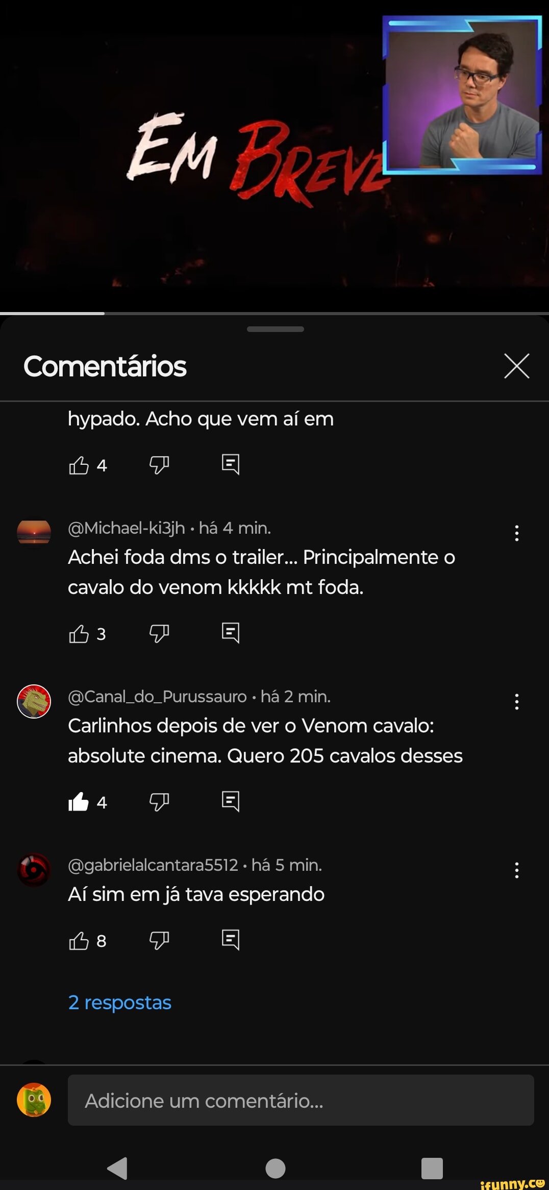 Em PRE Comentários hypado. Acho que vem aí em 4 E 