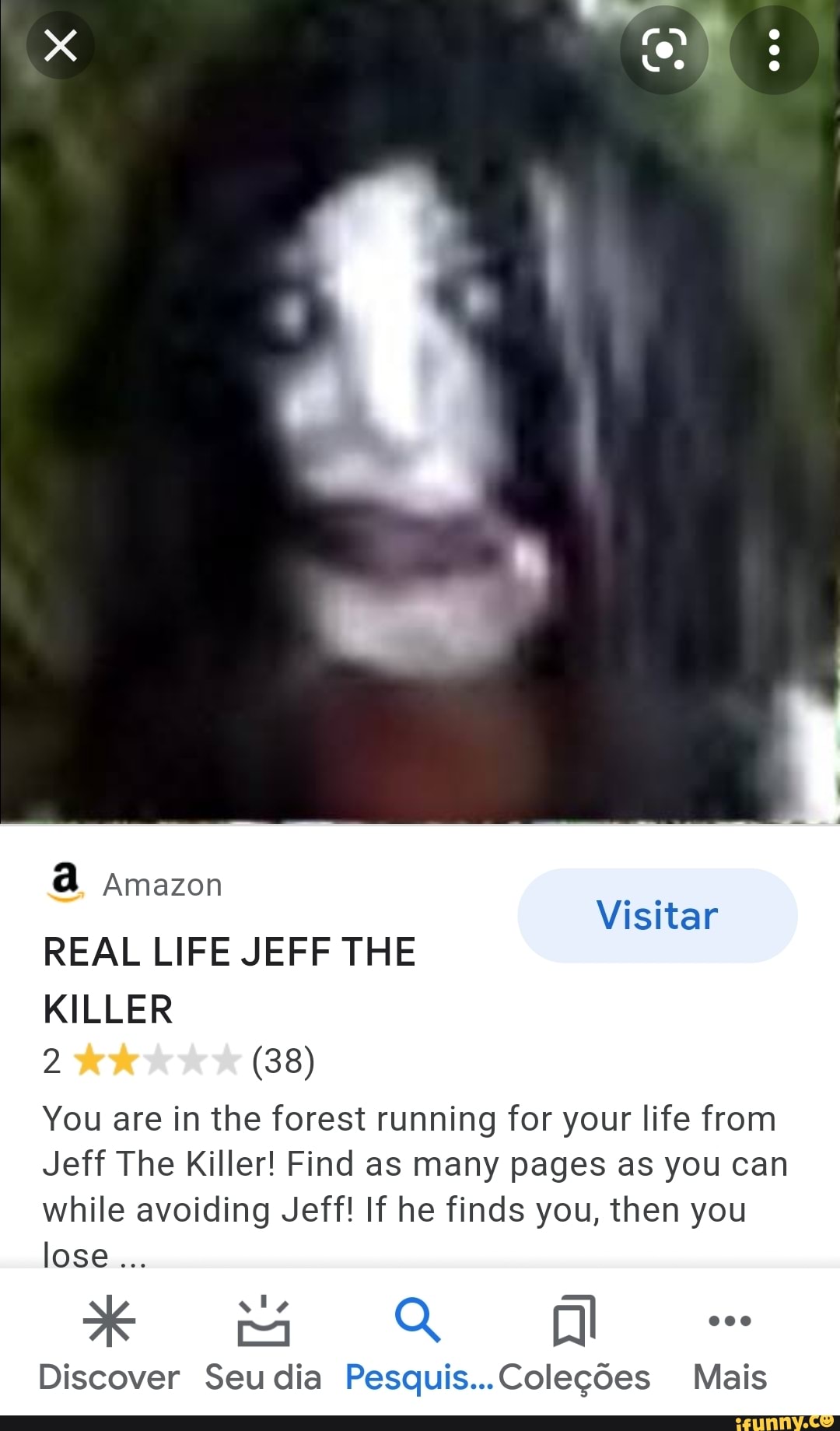 A  REAL LIFE JEFF THE KILLER 2 (38) Visitar You are in the forest  running for your life from Jeff The Killer! Find as many pages as you can  while avoiding