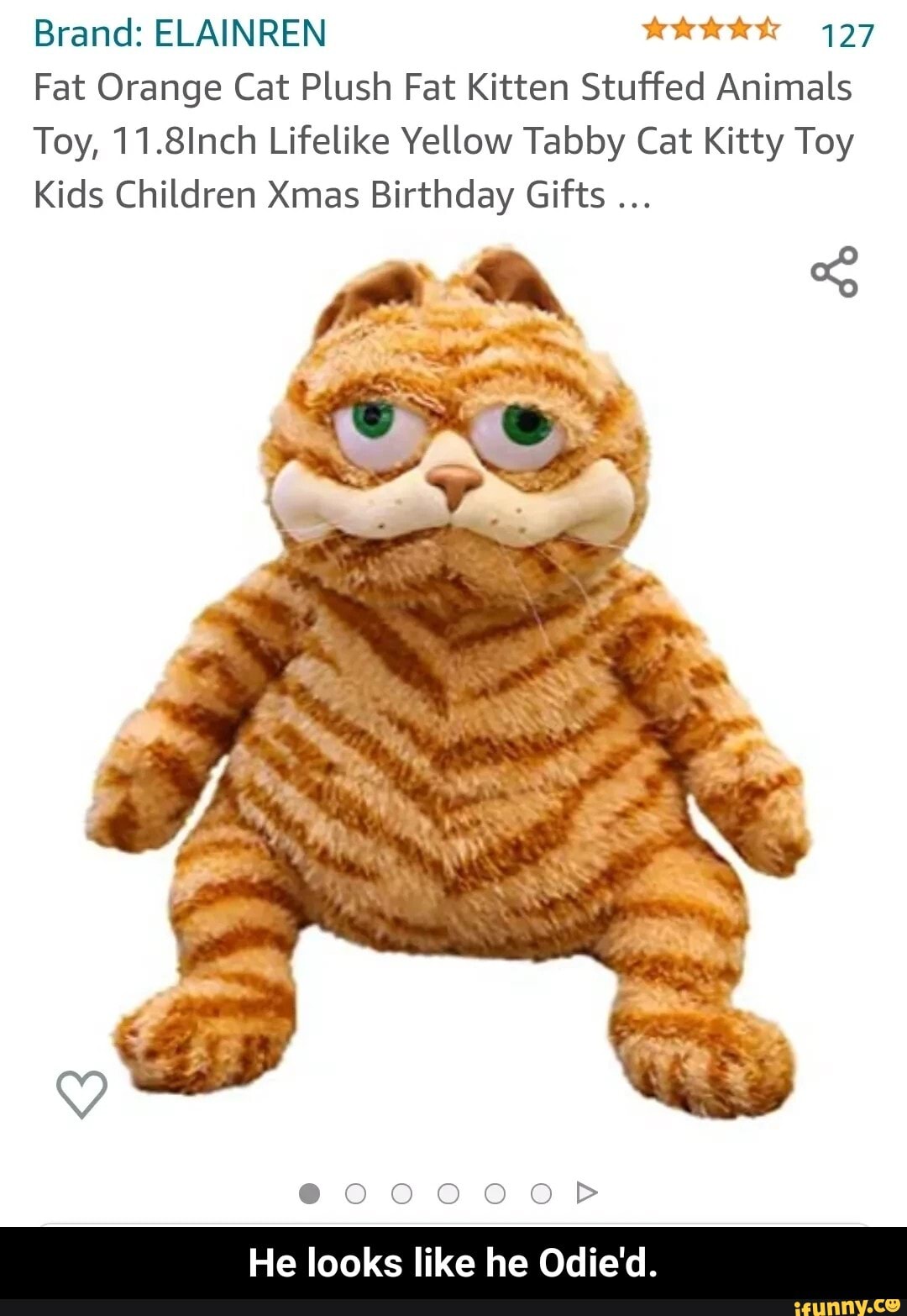 Fat orange cheap cat stuffed animal