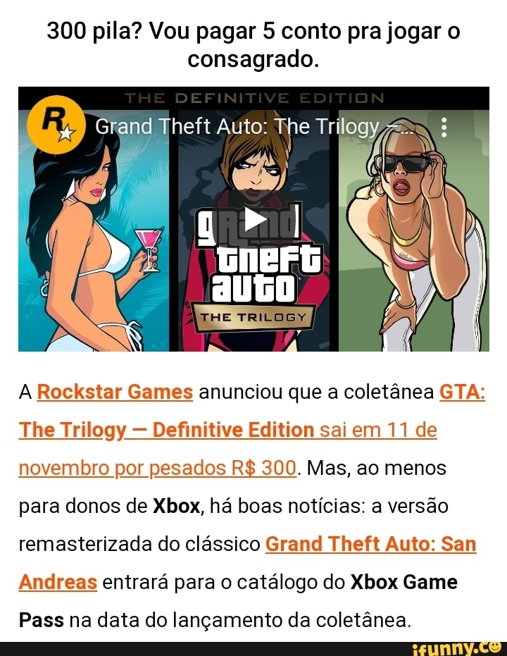 Rockstar vai lançar versões remasterizadas dos Grand Theft Auto