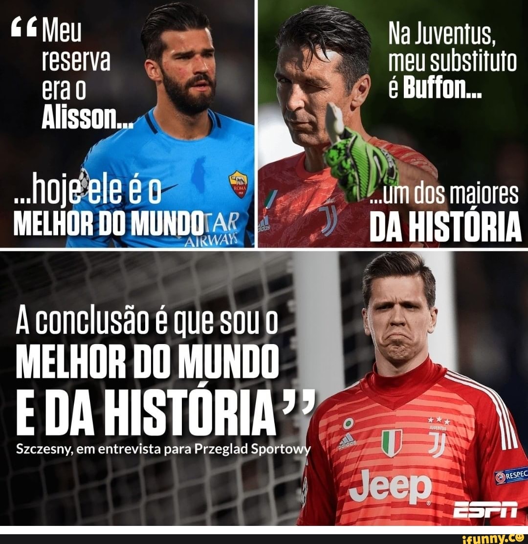 Para Szczesny, ele é o melhor goleiro do mundo