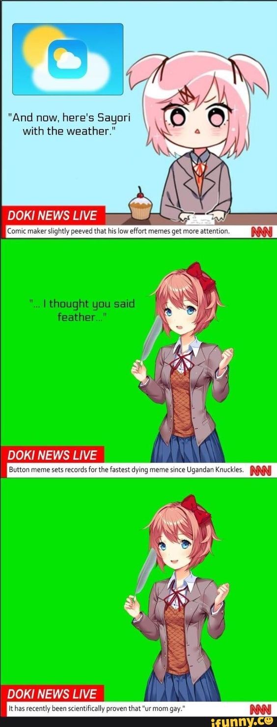 Hello Natsuki from Hello Sayori from Exit Music - iFunny Brazil