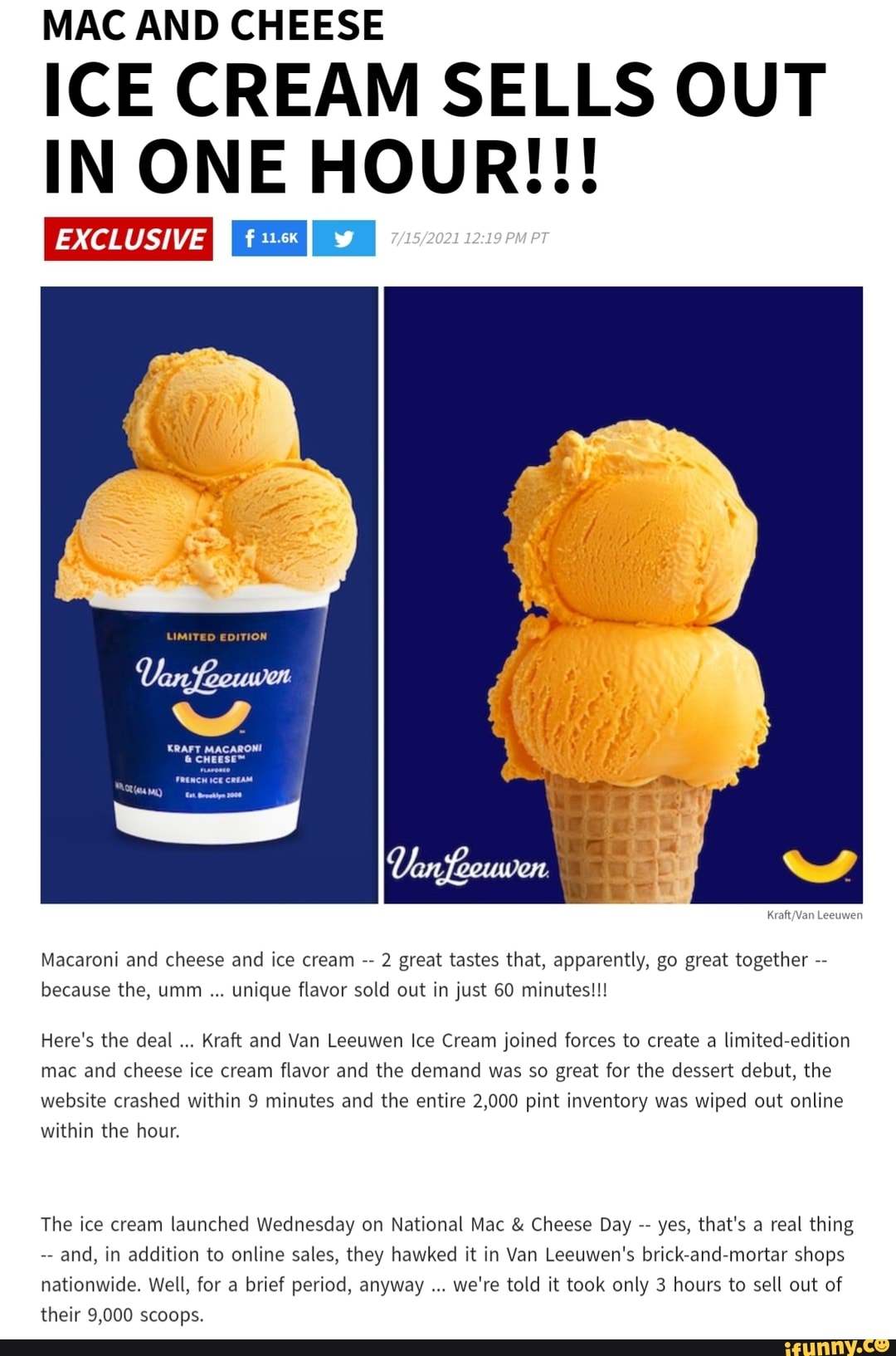 Kraft Macaroni and Cheese Ice Cream is Back