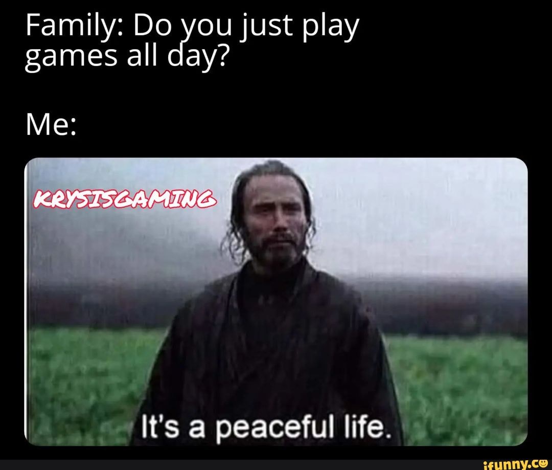 Family: Do you just play games all day? Me: KRYSTSGAMING Its a peaceful  life. - iFunny Brazil