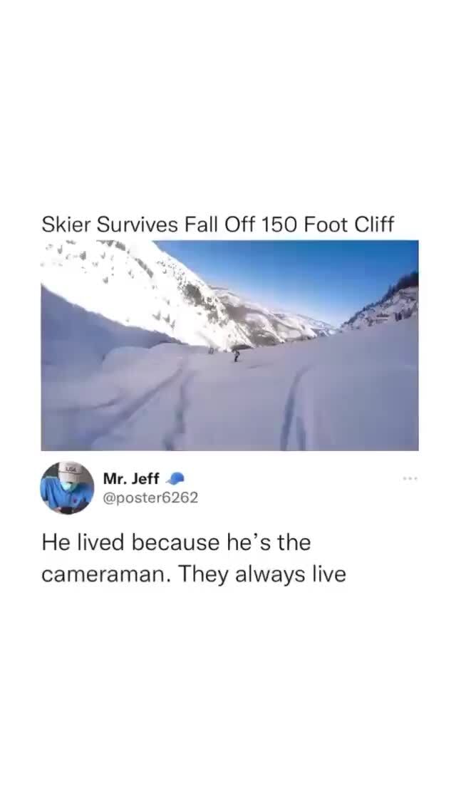 Skier Survives Fall Off 150 Foot Cliff 