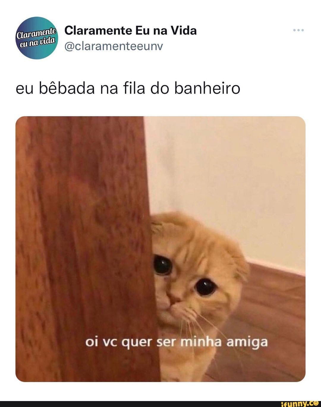 Claramente Eu na Vida eu bêbada na fila do banheiro oi vc quer ser minha  amiga - iFunny Brazil