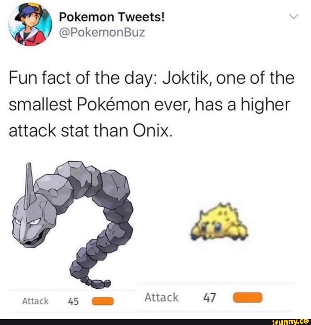 Pokemon Tweets! Fun fact of the day: Joktik, one of the smallest
