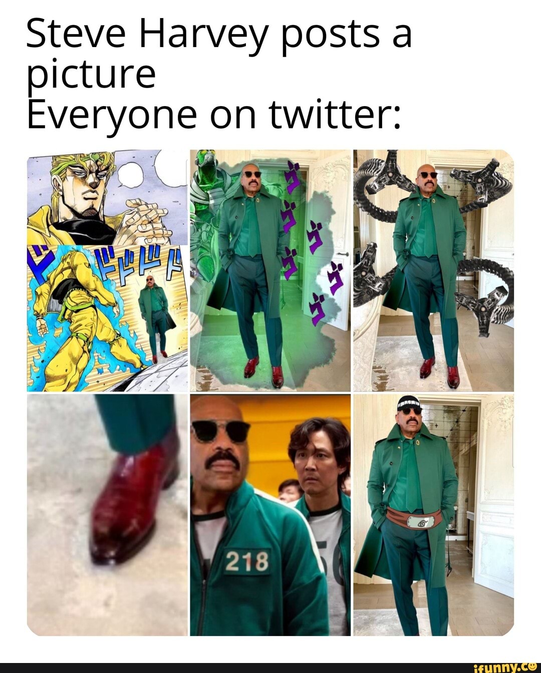 Steve Harvey gets meme'd into IPs like JoJo's Bizarre Adventure and Dragon  Ball Z as internet loses it over his new wardrobe