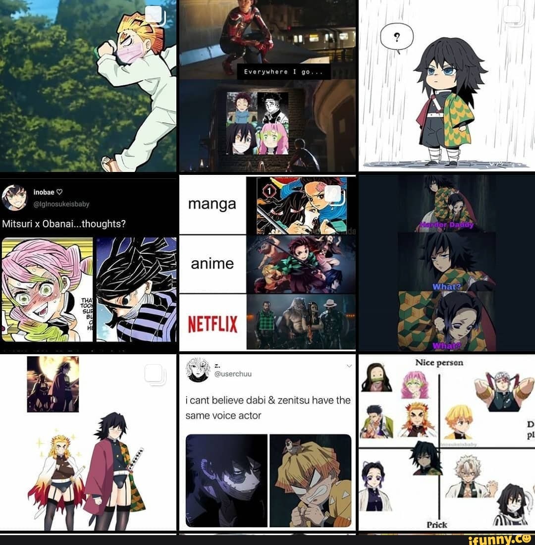 Mitsuri x Obanai.. icant believe dabi & zenitsu have the same voice actor -  iFunny Brazil