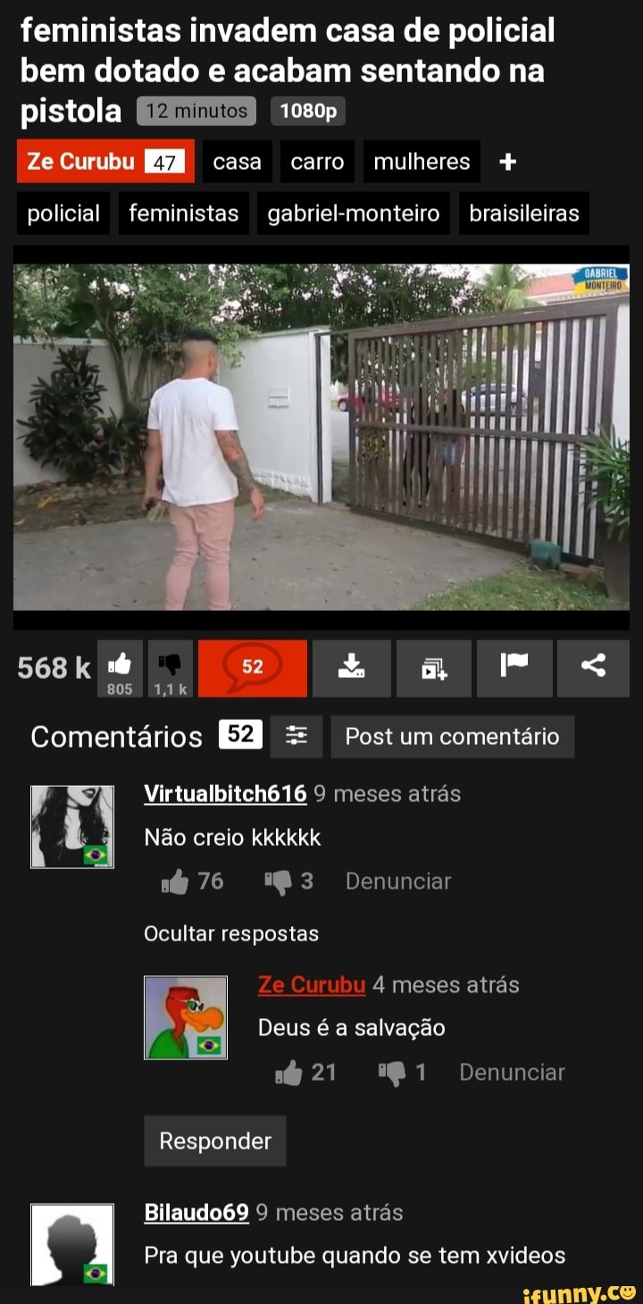 Feministas invadem casa de policial bem dotado e acabam sentando na pistola  1080p Ze Curubu casa