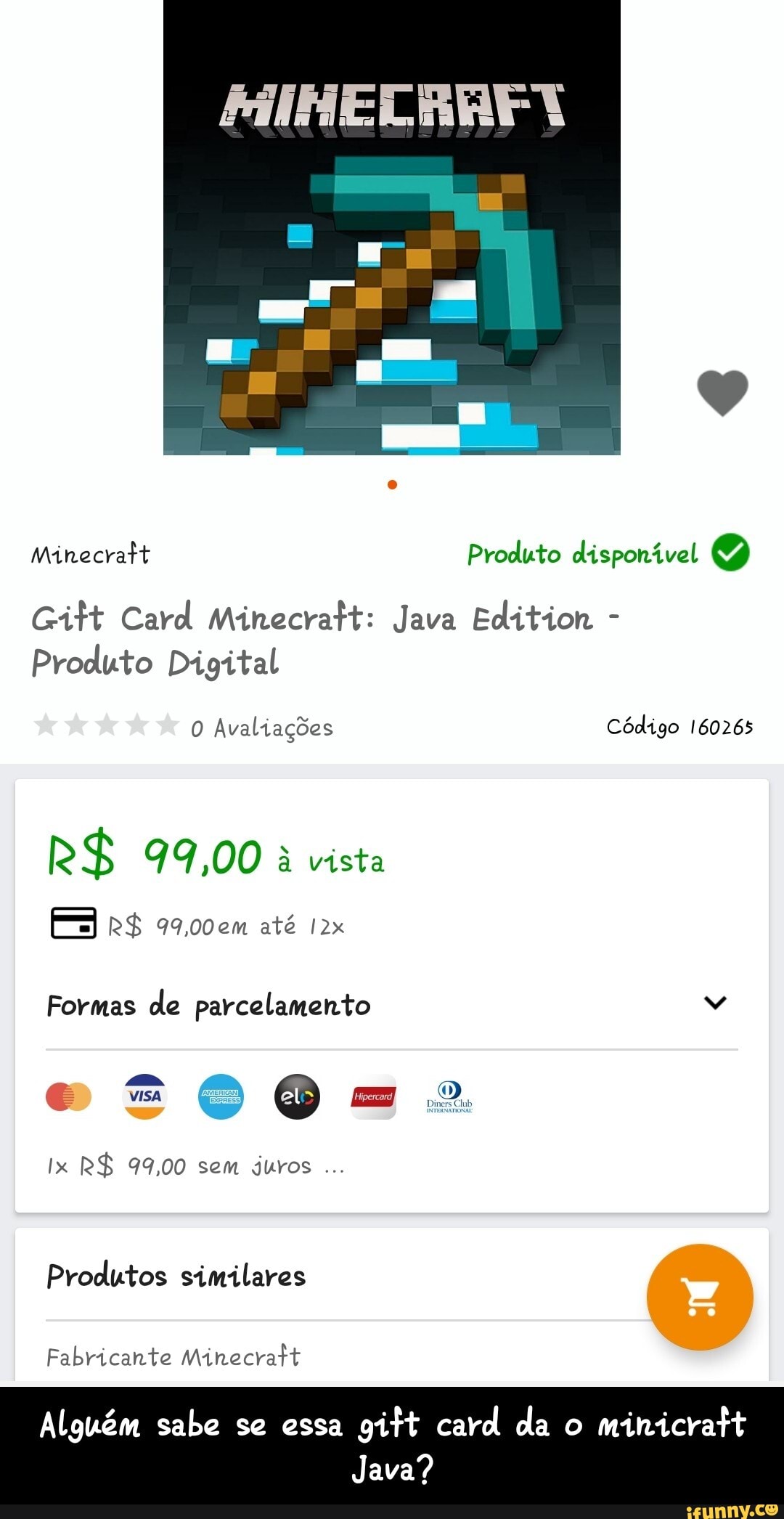 Cartão Minecraft ( java )