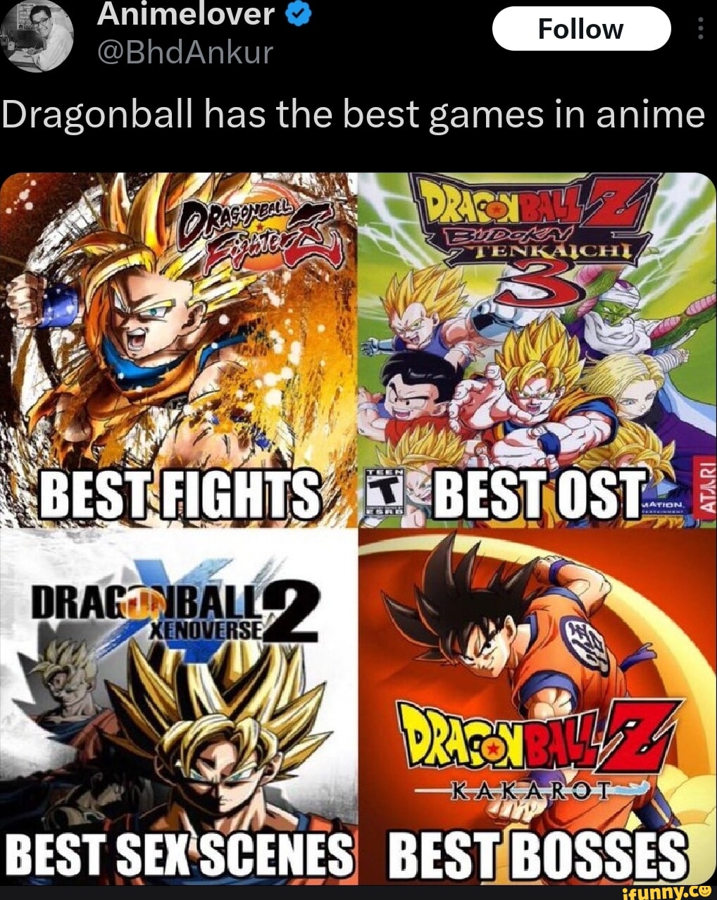 Animelover @BhdAnkur Follow Dragonball has the best games in anime BEST  FIGHTS DRAG! ALE gt BESTOS BESTIBOSSES BEST - iFunny Brazil