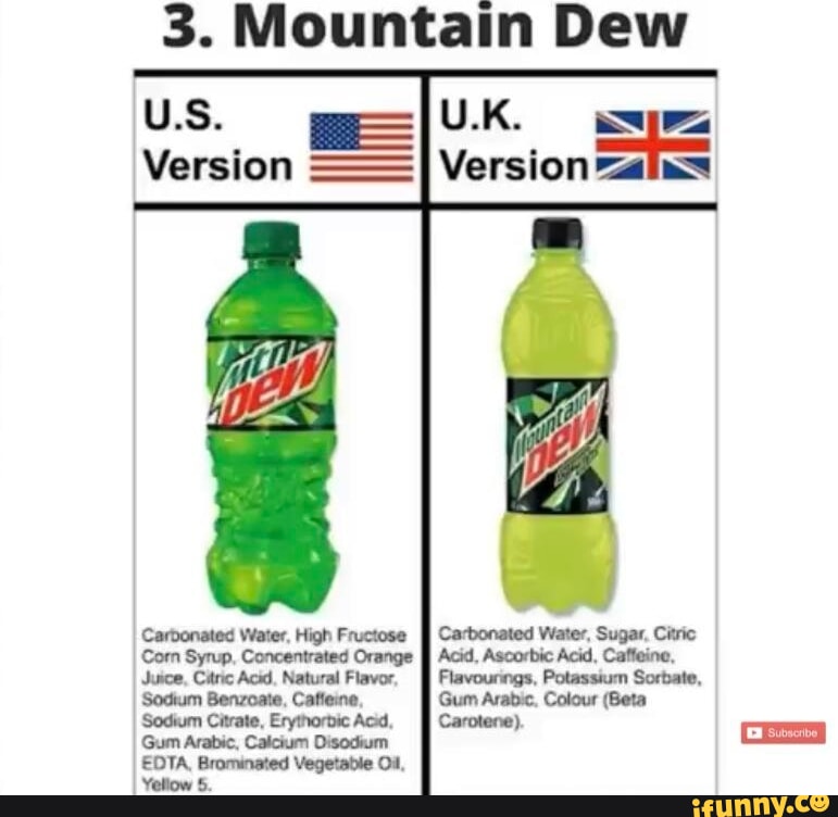 So Mountain Dew U.S. Version Version Carbonated Water, High Fructose