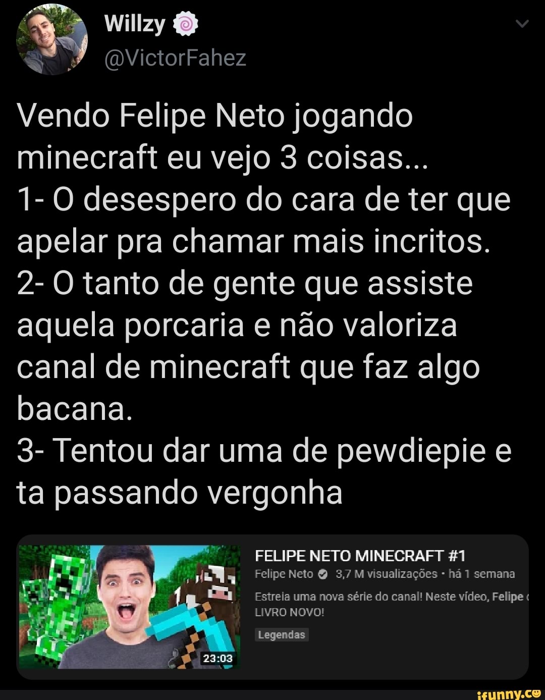 Forever Player 87 mil visualizações há 1 hora ® REAGINDO a TIK TOKS de  MINECRAFT! - iFunny Brazil