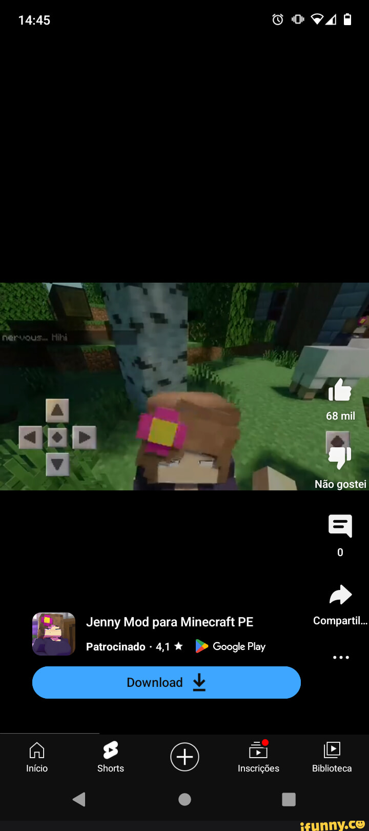 Propaganda do : Youlube al Jogos Jogos de quebra-cabeça mm 19 mil  344 MOD IN Download Jenny mod for Minecraft PE Jenny Mod for Minecraft PE  Anúncio - 4,3% GRÁTIS - iFunny Brazil