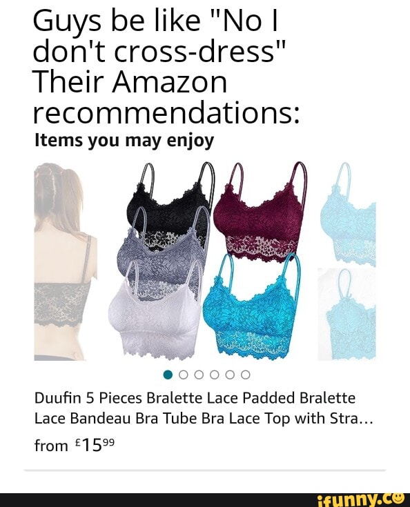 Duufin 5 Pcs Lace Bralettes for Women Bralette Padded Lace Bandeau