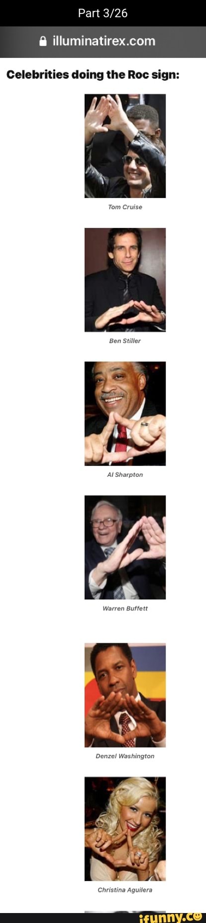 Part Celebrities doing the Roc sign: Ben Stiller Al Sharpton Warren ...