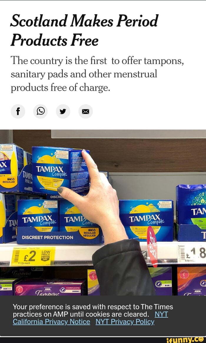 Scotland becomes first country to offer tampons and pads for free