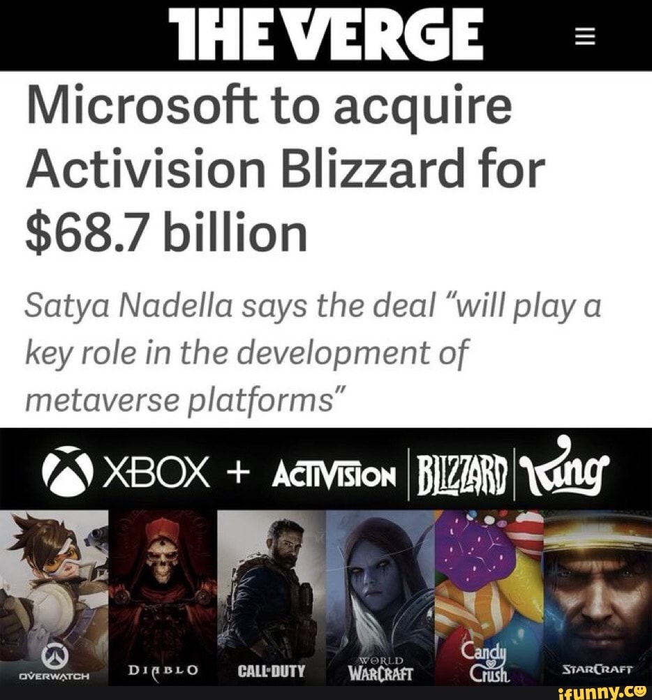 Microsoft to Buy Activision Blizzard for $68.7 Billion
