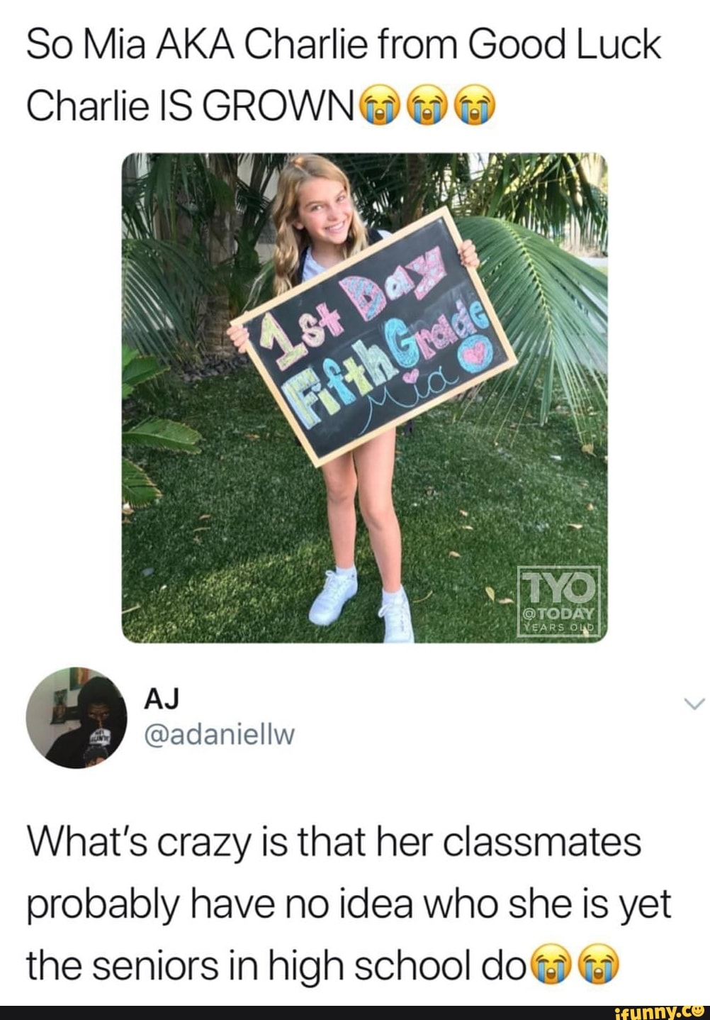 Good Luck Charlie' child star of viral meme fame begins high school