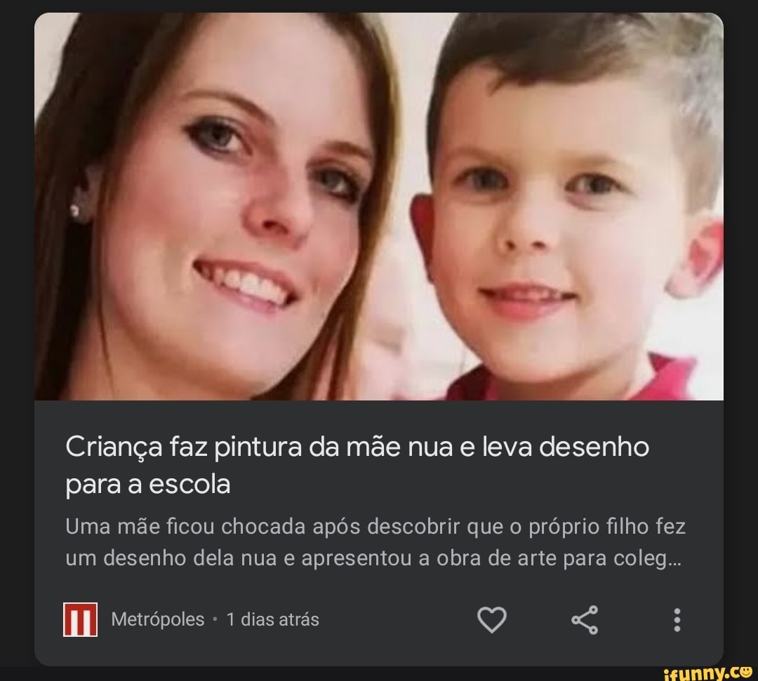 Criança faz pintura da mãe nua e leva desenho para a escola Uma mãe ficou  chocada