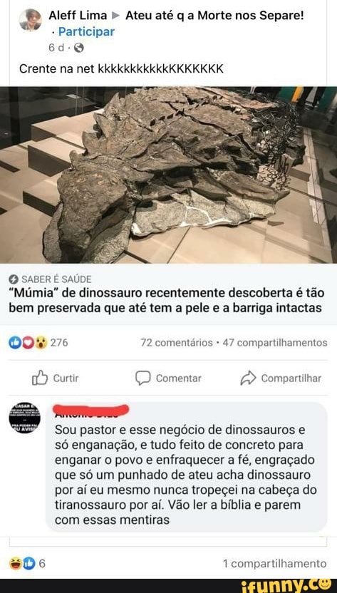 QQ SABER É SAÚDE Múmia de dinossauro recentemente descoberta é tão bem  preservada que até tem