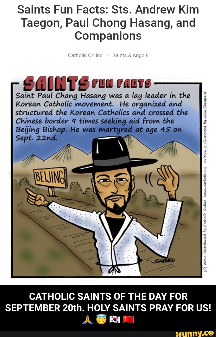 Saints Fun Facts: Sts. Andrew Kim Taegon, Paul Chong Hasang, and ...