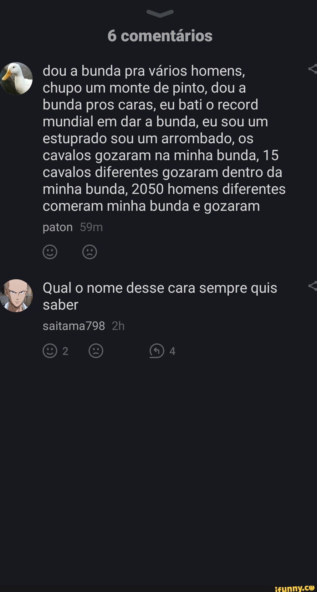 6 comentários dou a bunda pra vários homens, chupo um monte de pinto, dou a  bunda