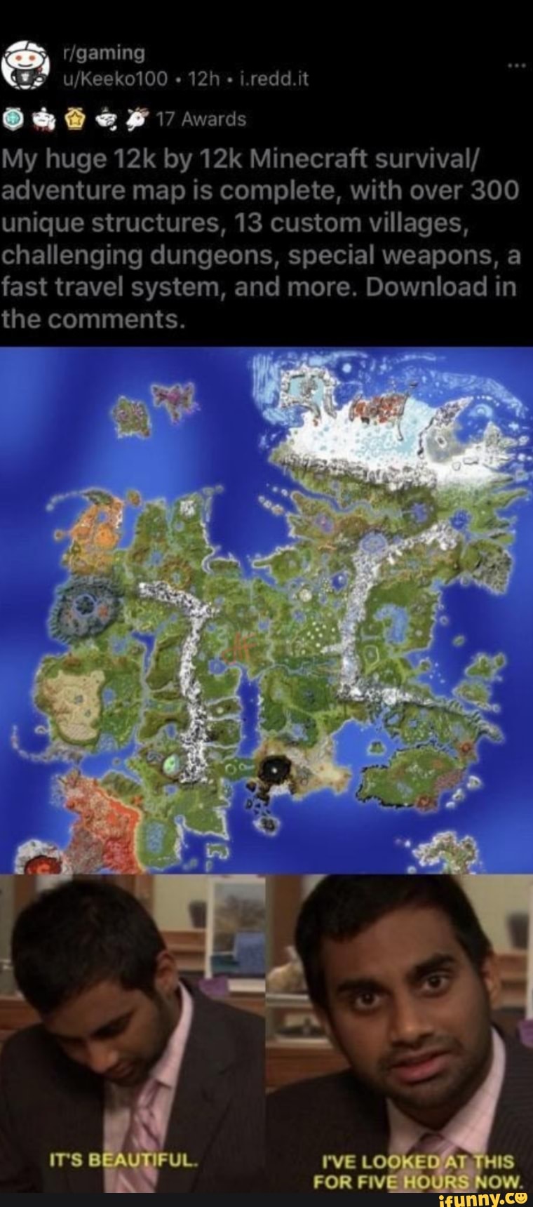 My 12k by 12k survival/adventure map is out! It features 300 unique  structures, 13 custom villages, dungeons, puzzles, a …