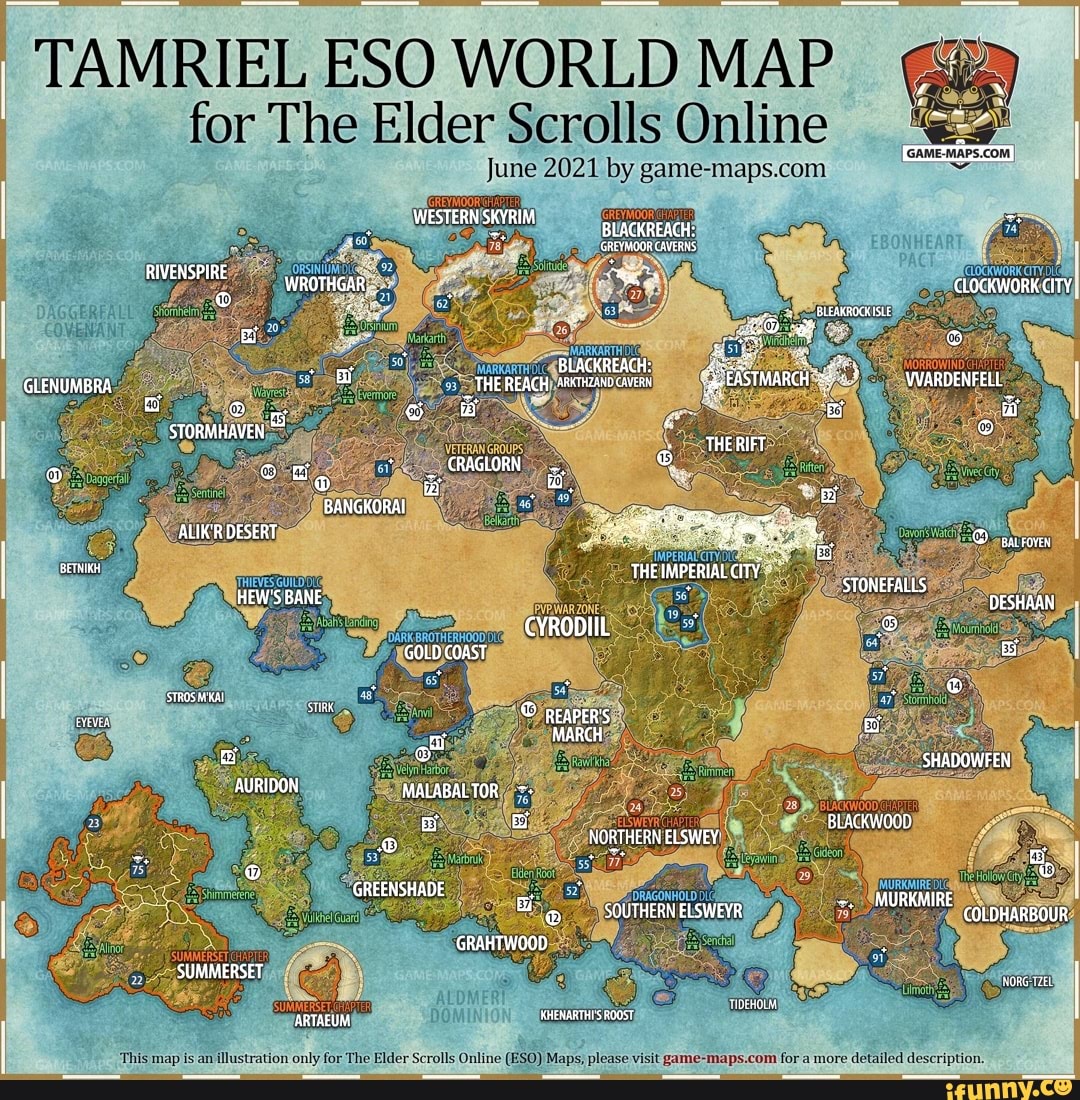 TAMRIEL ESO WORLD MAP for The Elder Scrolls Online June 2021 by ...