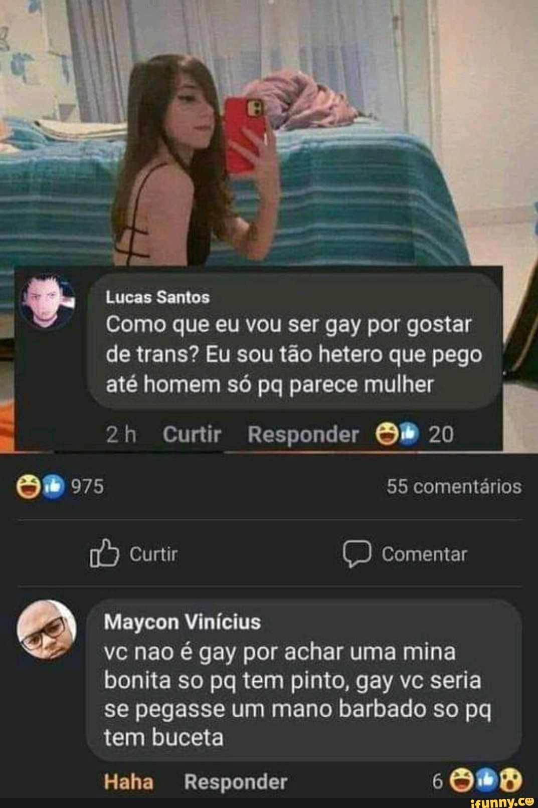 Lucas Santos Como que eu vou ser gay por gostar de trans? Eu sou tão hetero