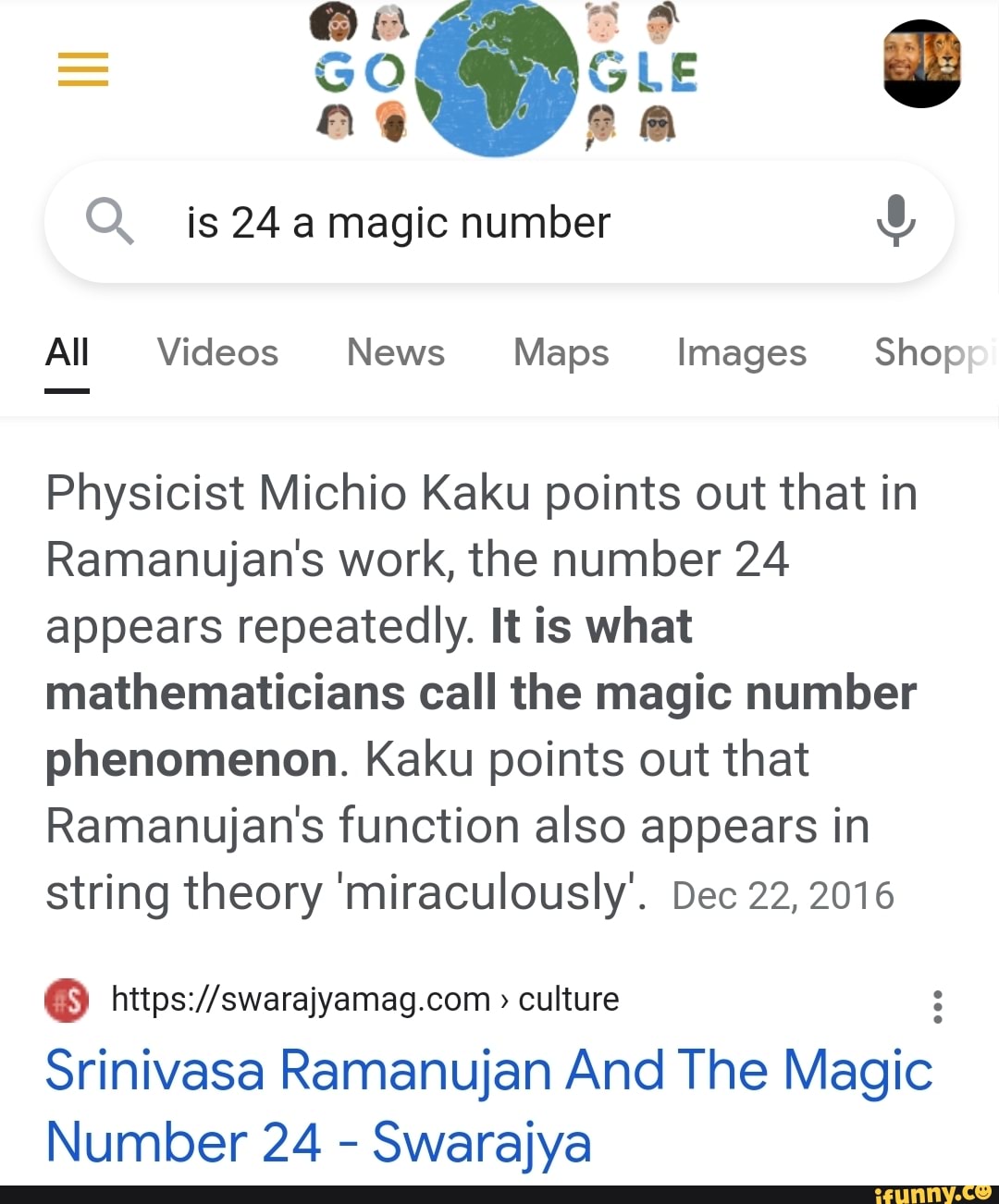 Srinivasa Ramanujan Magic Numbers
