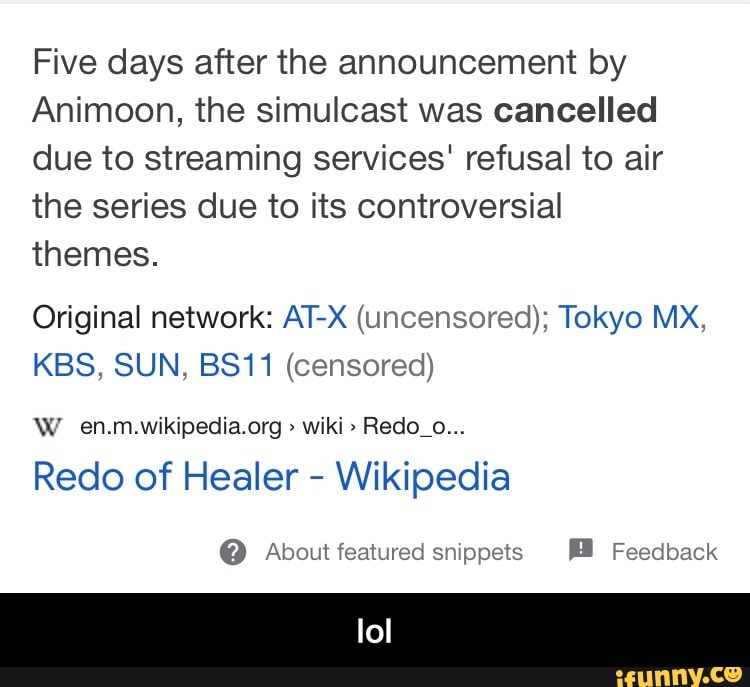 Five days after the announcement by Animoon, the simulcast was cancelled  due to streaming services' refusal