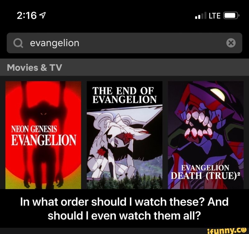 The TRUE Evangelion watch order : r/evangelionmemes