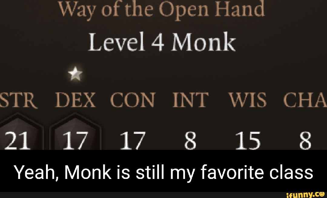 Way of the Open Hand Level 4 Monk STR DEX CON INT WIS CHA 21 17 15