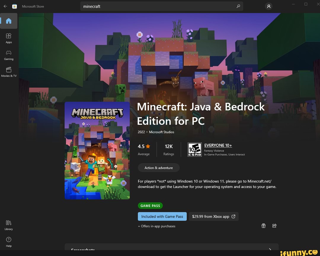 Minecraft: Java  Bedrock Edition For Pc For Xbox - Game Deals