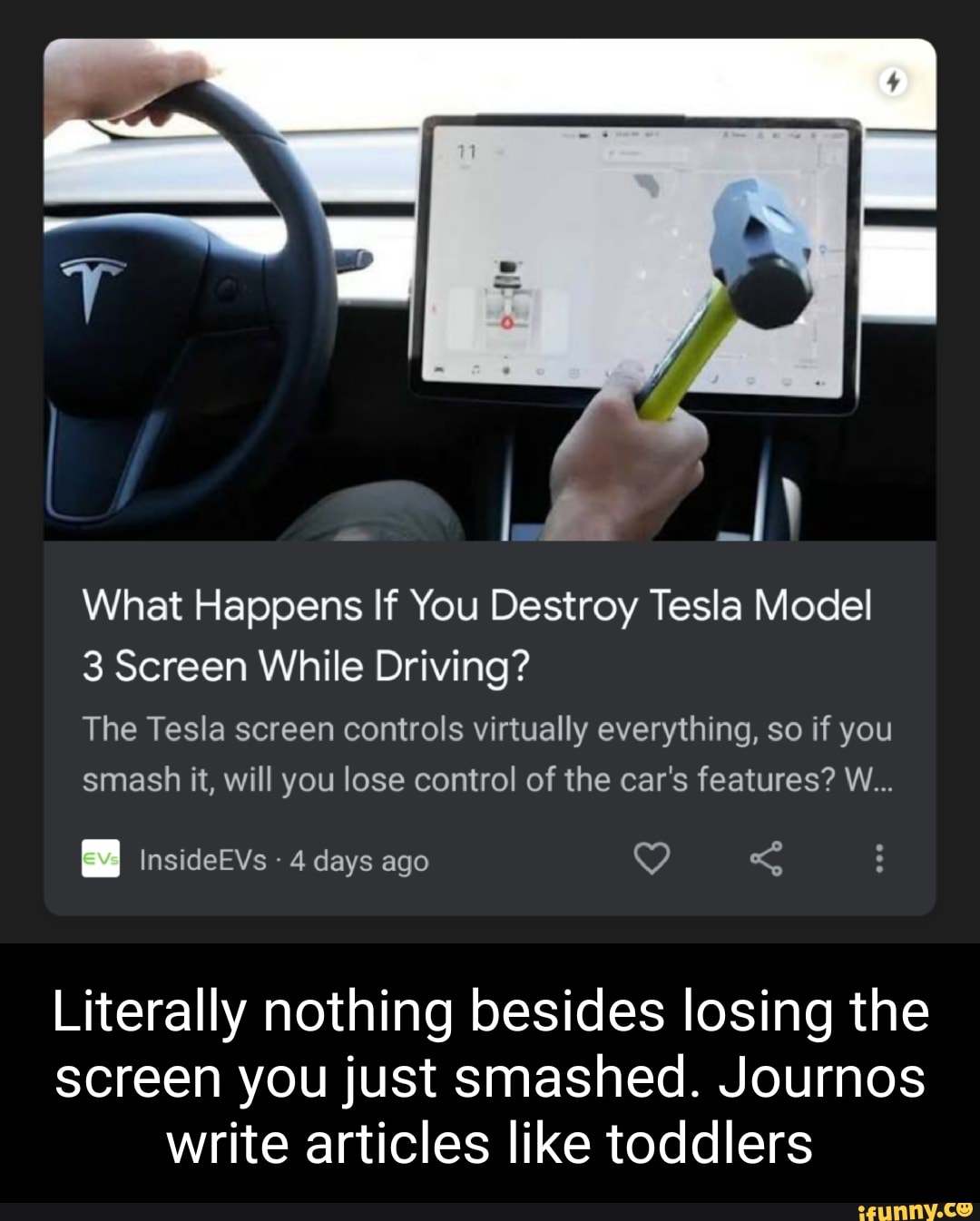 What Happens If You Destroy Tesla Model 3 Screen While Driving?