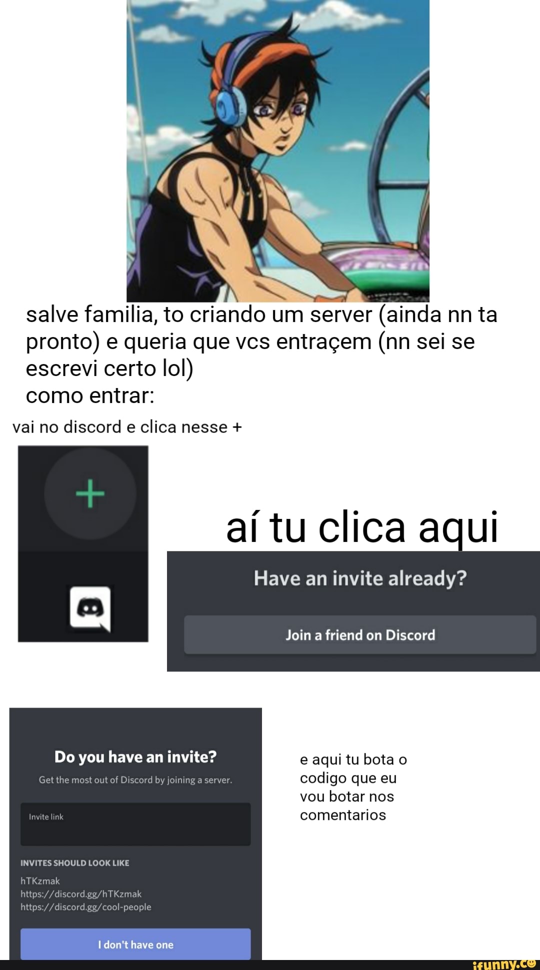 O link do Discord é :  Código