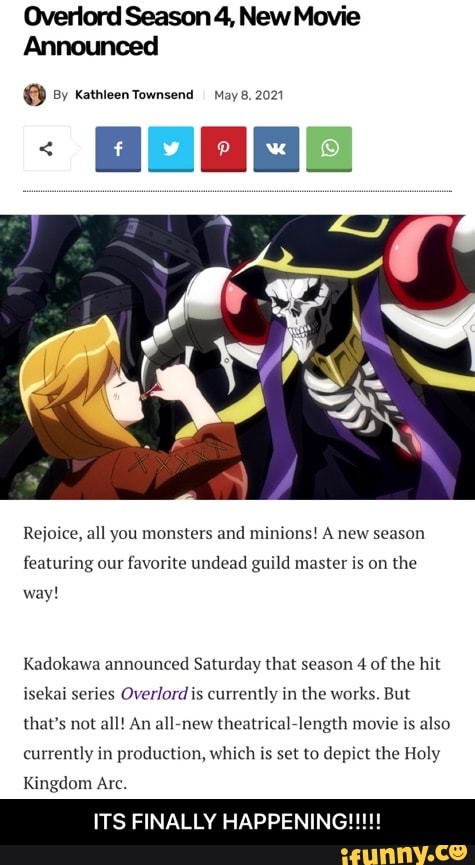 Overlord Announces New Movie in the Works