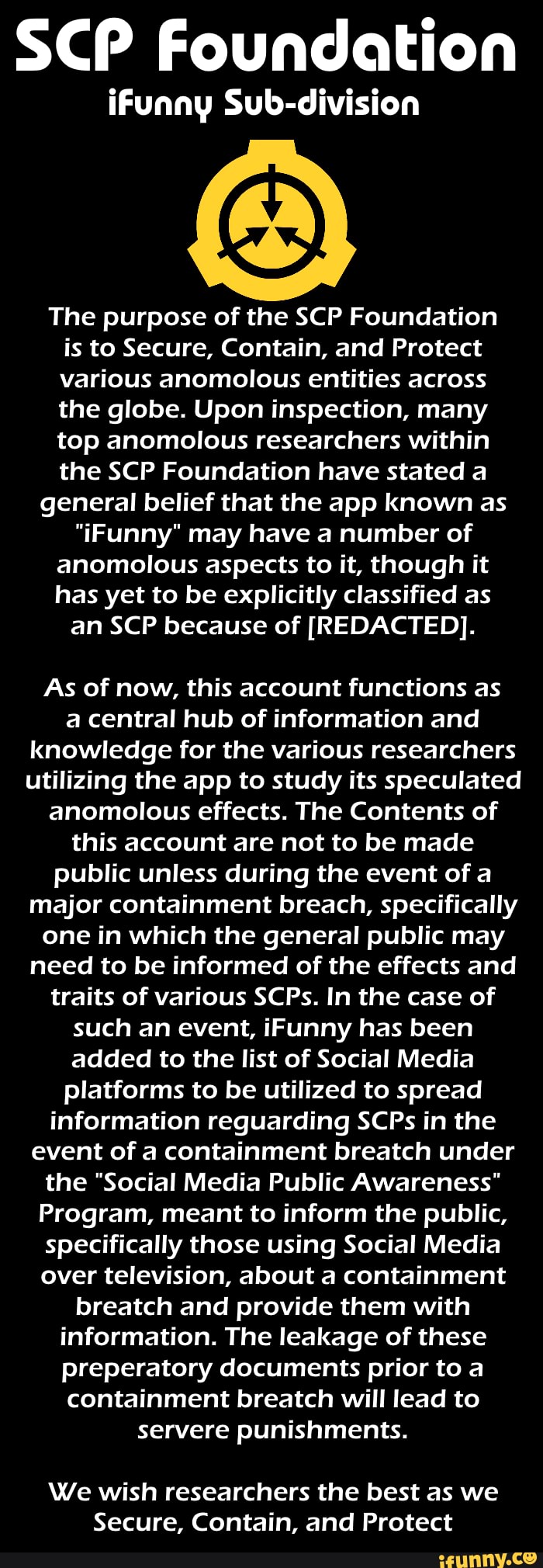 Updated SCP wallpaper - SCP Foundation Secure. Contain. Protect - iFunny